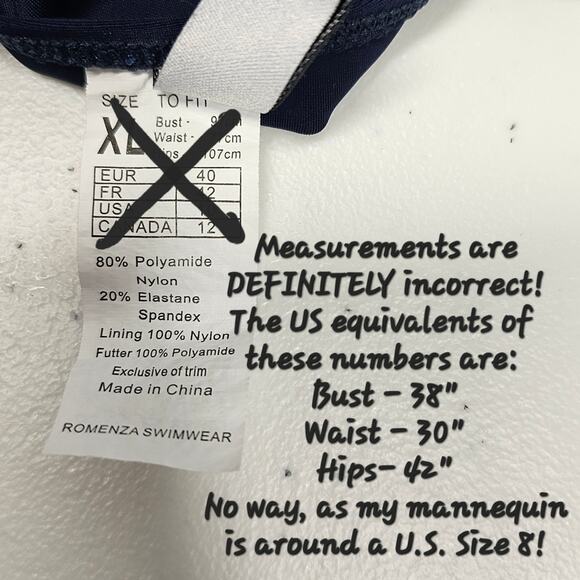 Romenza Targo One Piece Navy + Floral Bandeau Swimsuit Size 6-8* *READ - Picture 12 of 13